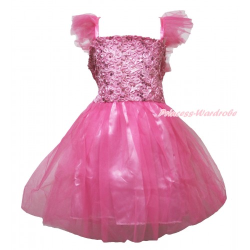 Pink Sparkle Rosettes Dress Up Dance Party Dress LP221